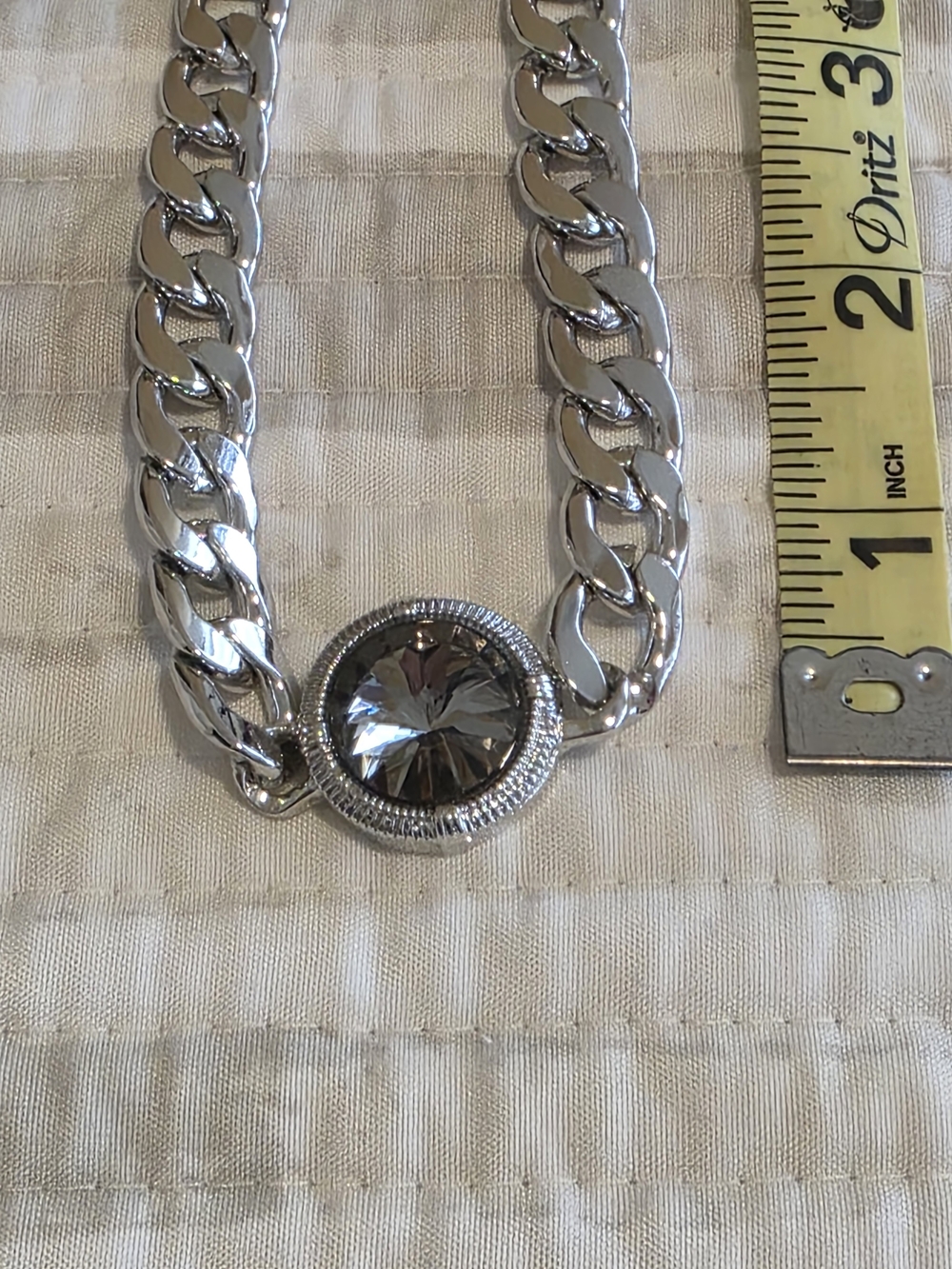 Silver Crystal Accent Curb Chain Necklace